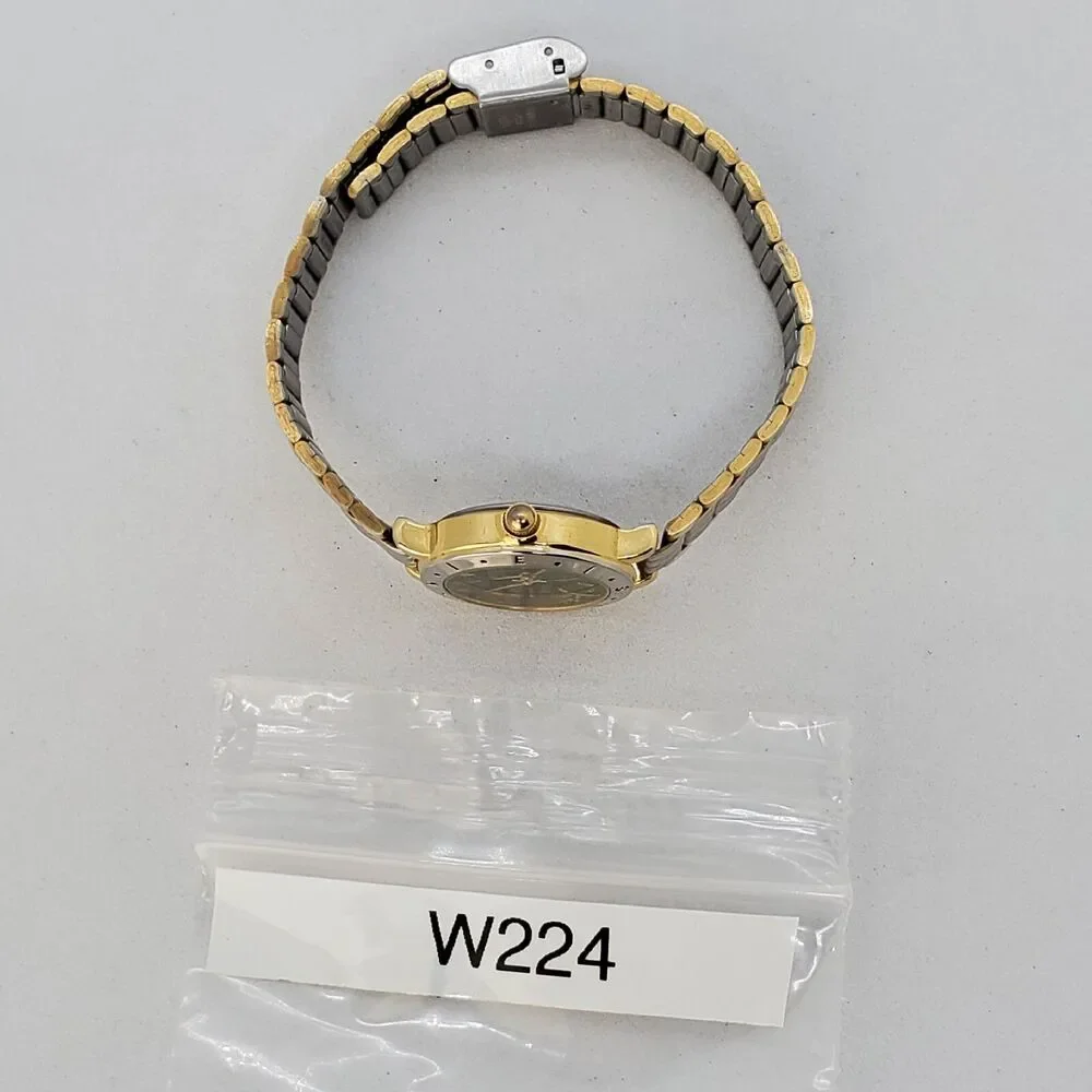 Nelsonic Diamond Women's Watch 25MM Green Dial Two Tone‎ Bands 7.5